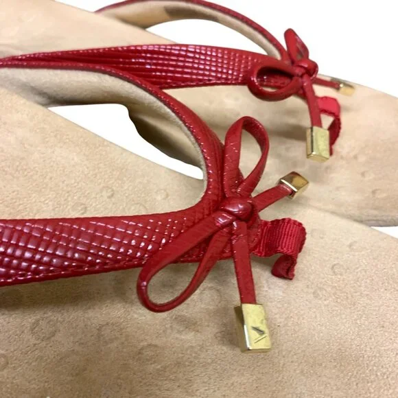 Women's VIONIC BELLA II Lizard RED Thong Flip Flop Sandals Flats Size 10 - Picture 8 of 12